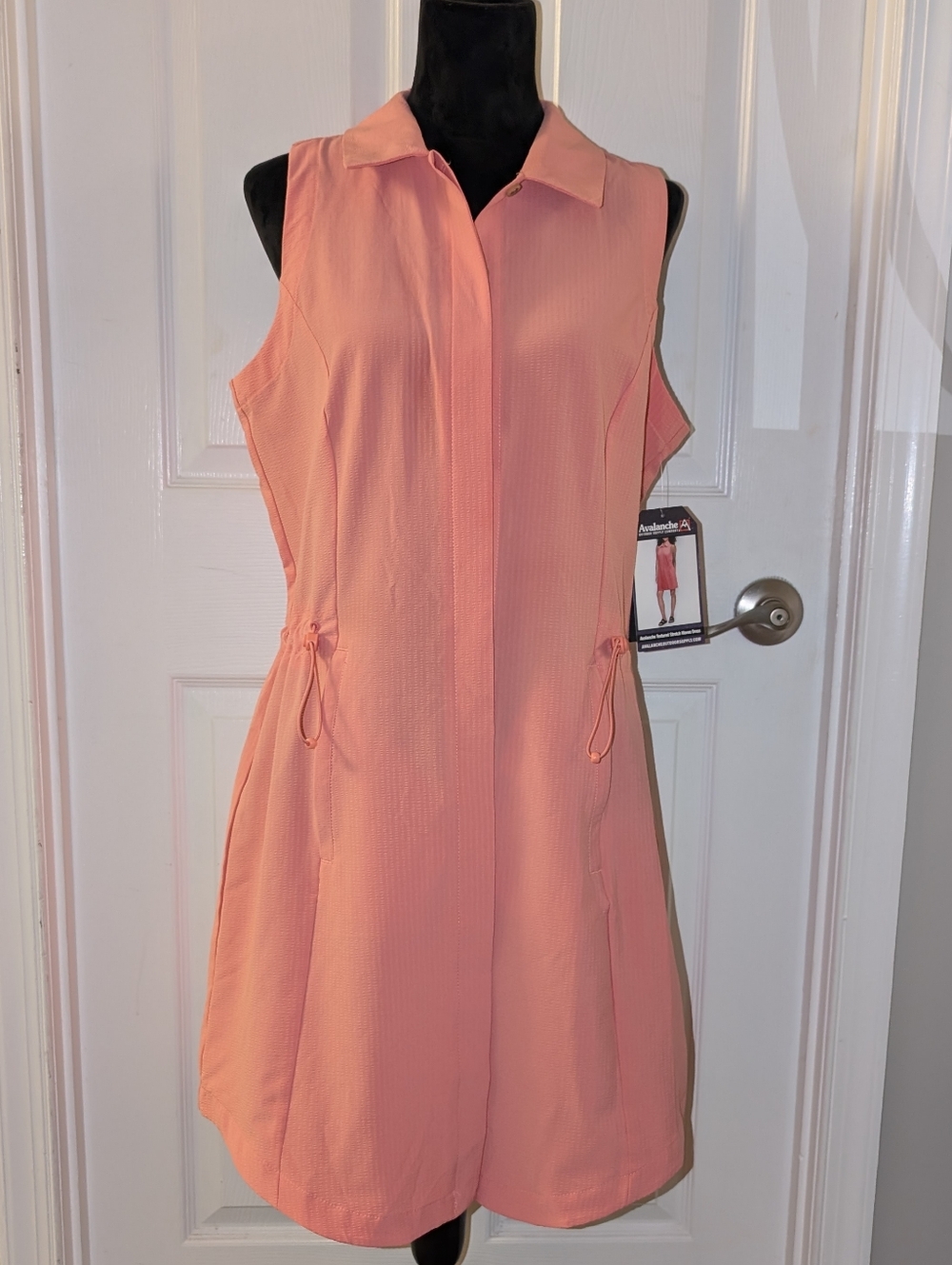 Avalanche Peach Blossom Sleeveless Collared Dress